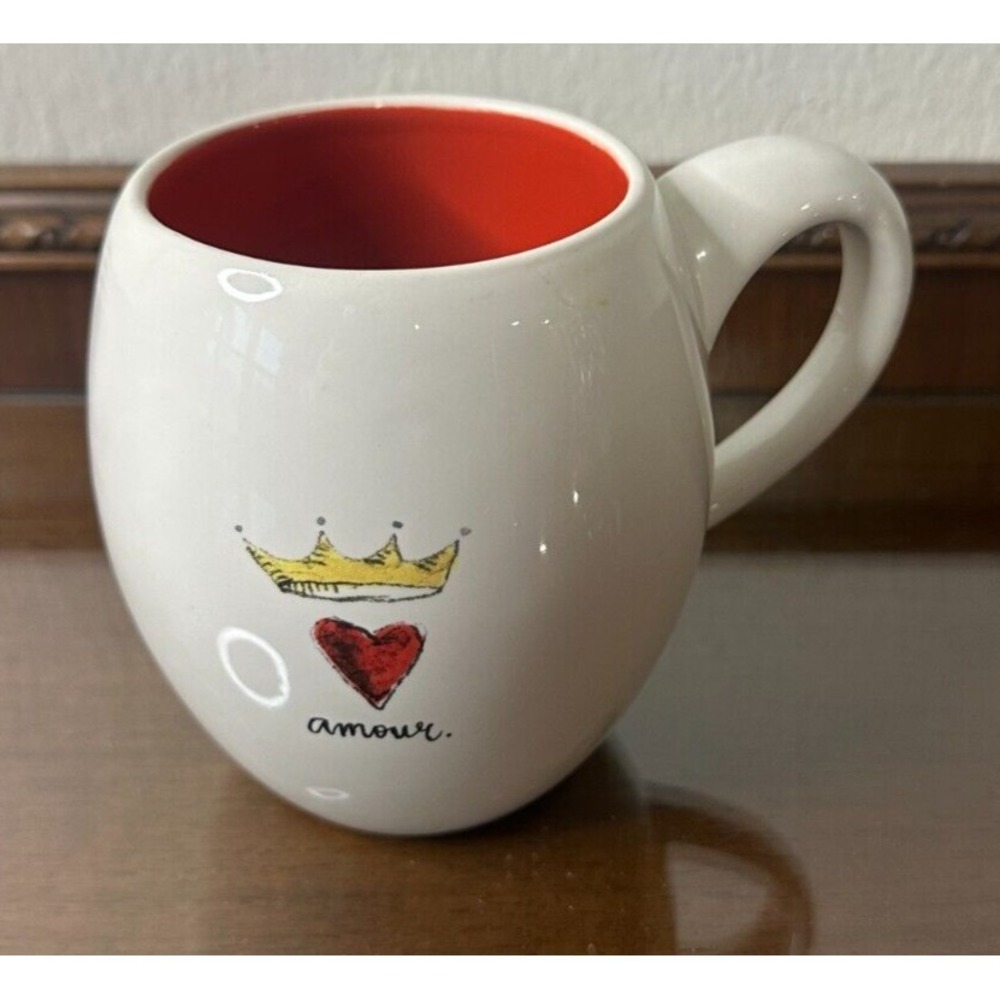 Retired Magenta Rae Dunn Artisan Collection Armour Heart Crown Amour Mug